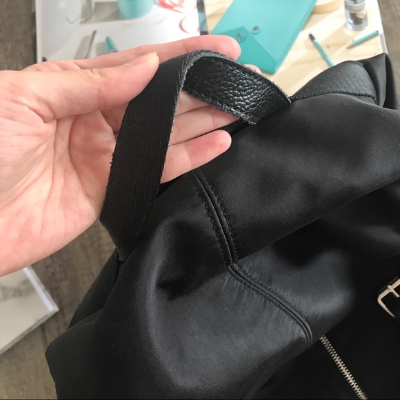 Black Nylon Backpack  with Leather Details - Picture 3 of 8